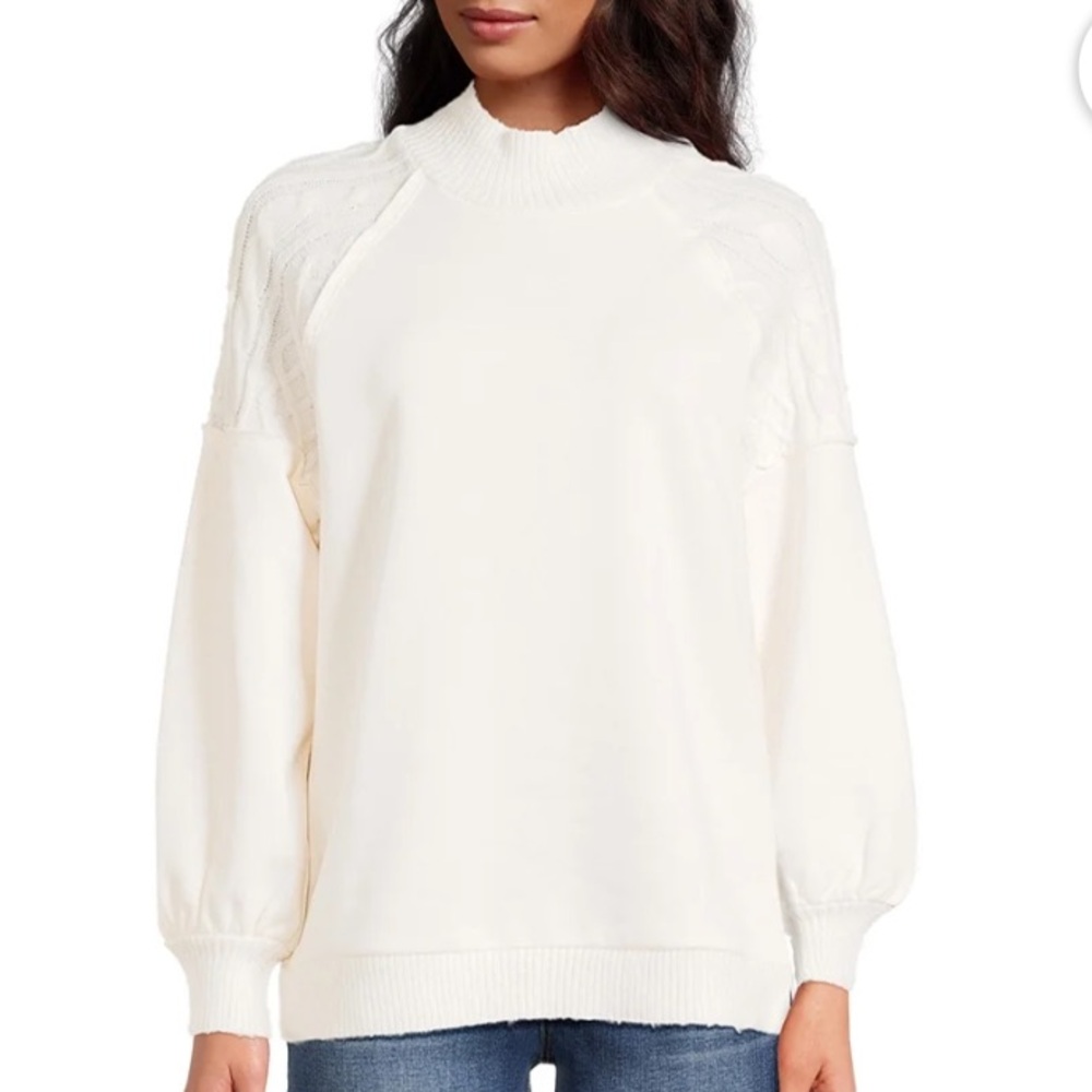 TIME AND TRU Cream Mockneck Pullover Sweater S NWOT